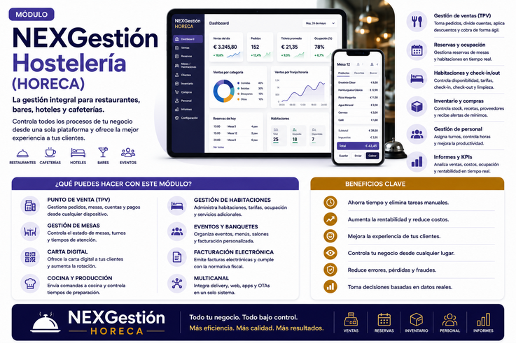 Carta Digital y HORECA: Gestor integral de menús QR y operativas para restaurantes